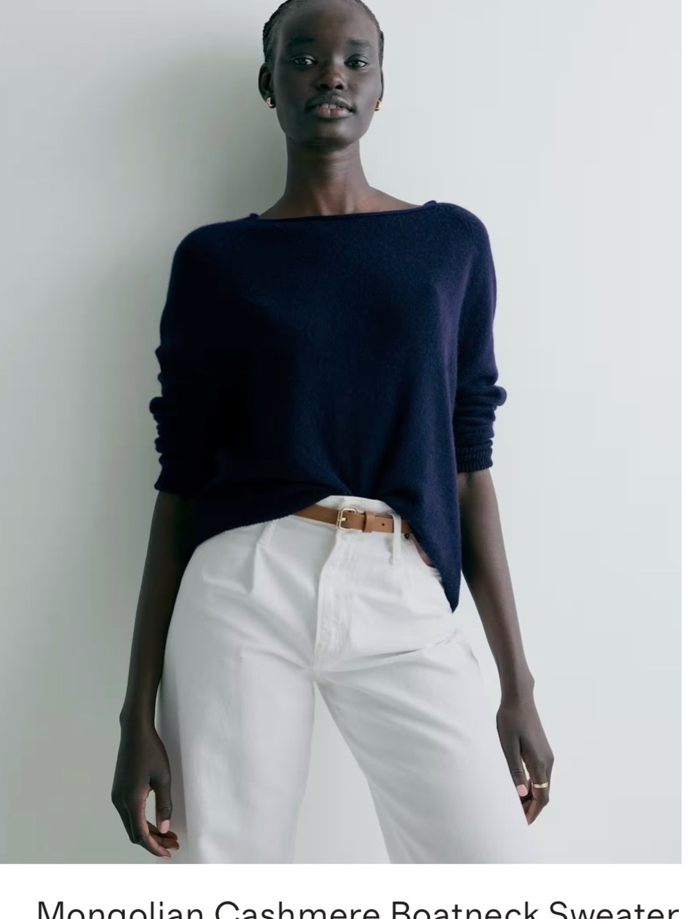 Quince Women's Navy Scoopneck Cashmere-Blend Sweater